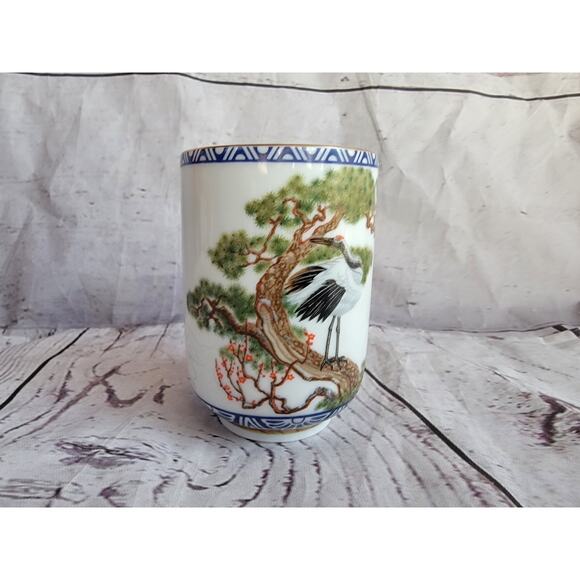 Kinuko Yamabe Limited Hand Painted Porcelain Tea Sake Cup Birds Japan 1985 - Picture 1 of 6